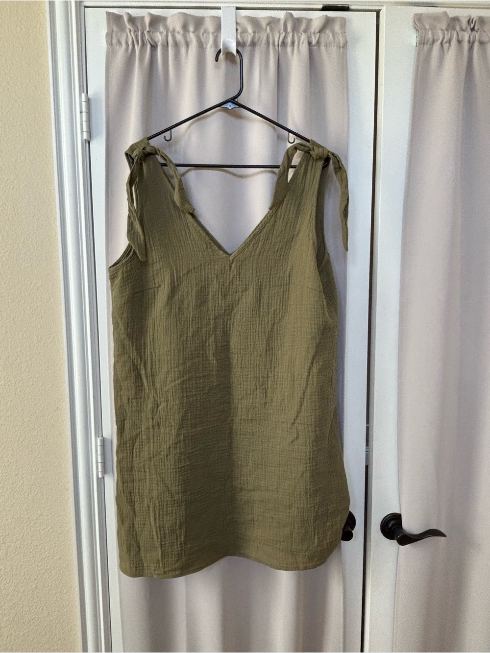 Cupshe Olive Green Tie-Strap Linen-Texture swim cover up dress